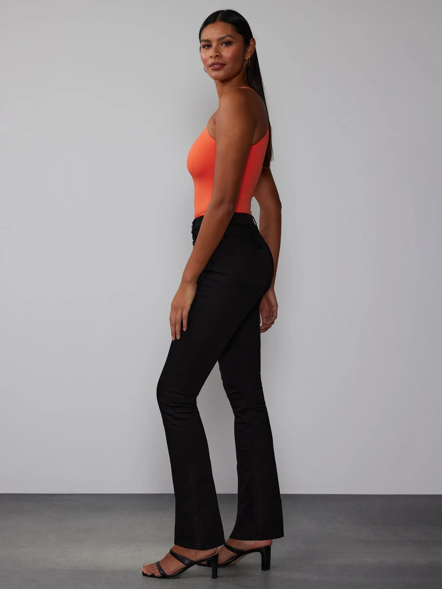 Petite High Rise Button Fly Bootcut Jeans