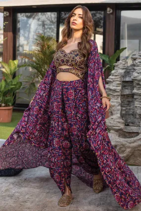 Printed Dhoti & Cape Set