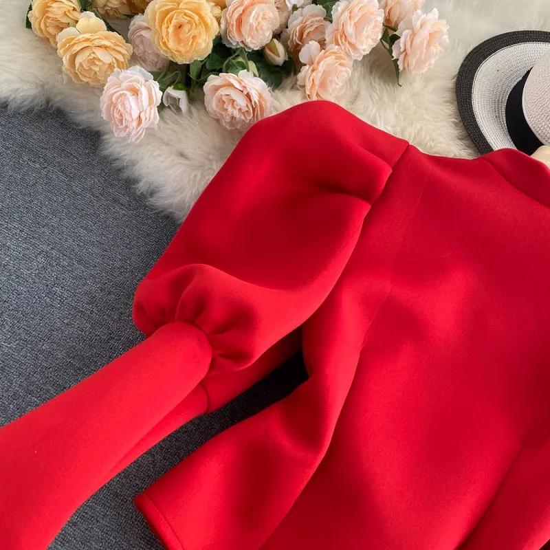 Puff Sleeve Zipper Cardigan