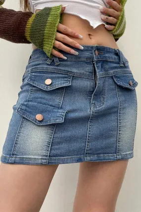 QA926 Denim Mini Skirt With Criss Cross Belt