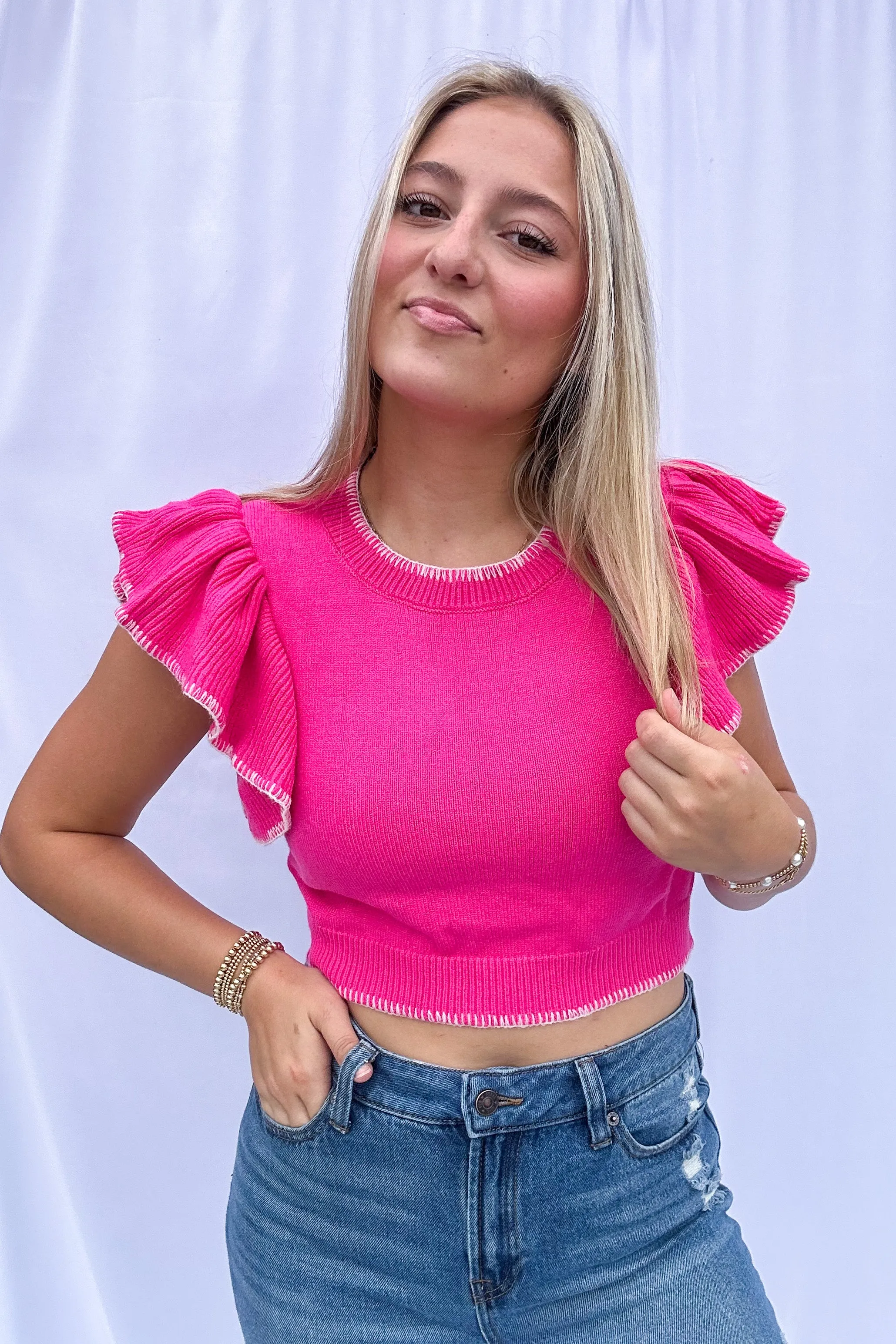 Rudi Ruffle Crop Sweater