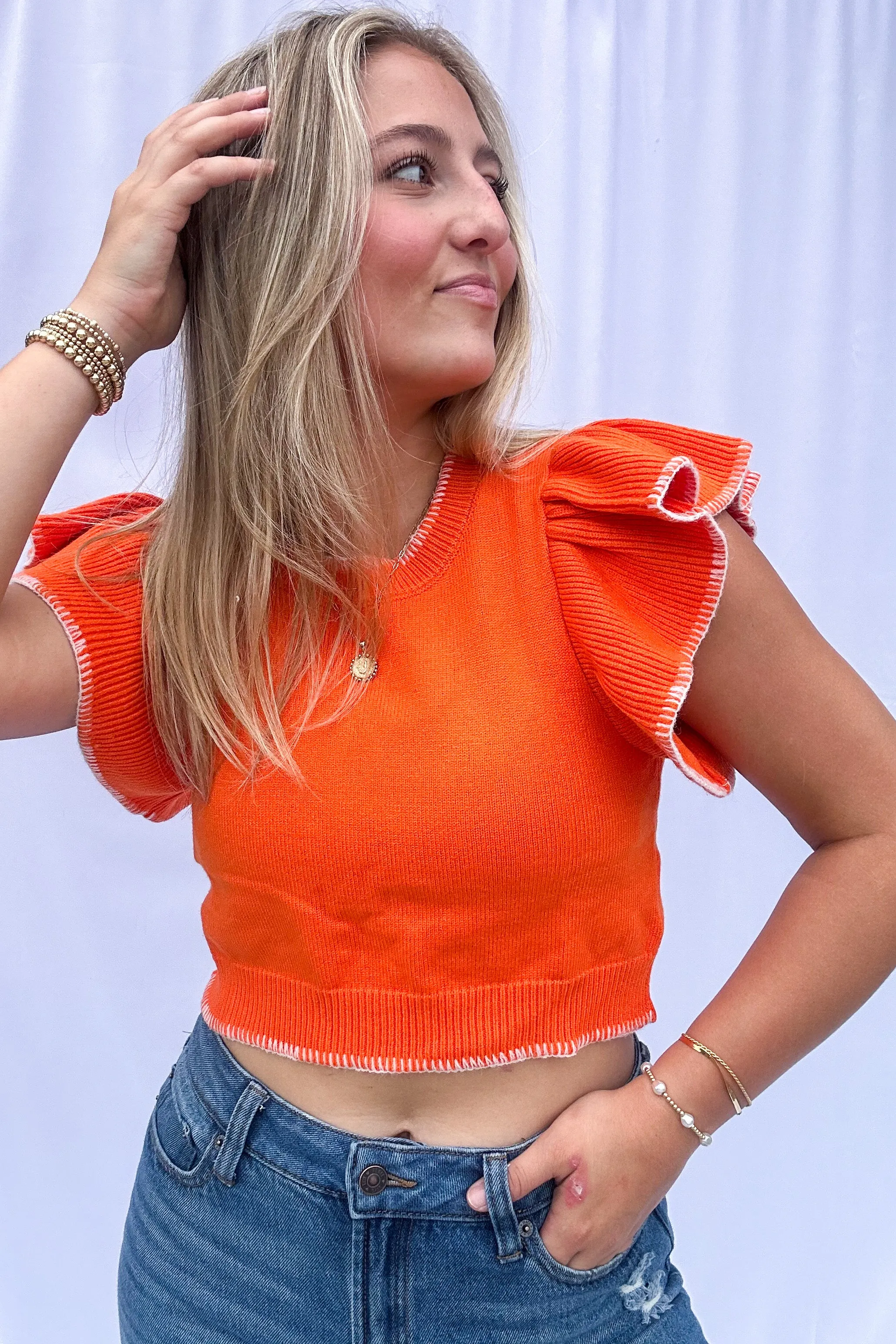 Rudi Ruffle Crop Sweater