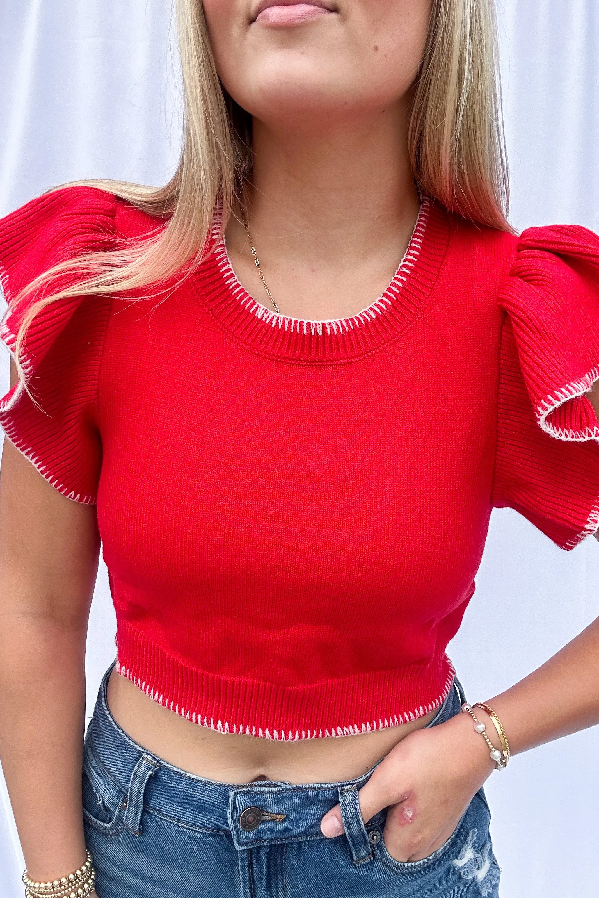 Rudi Ruffle Crop Sweater