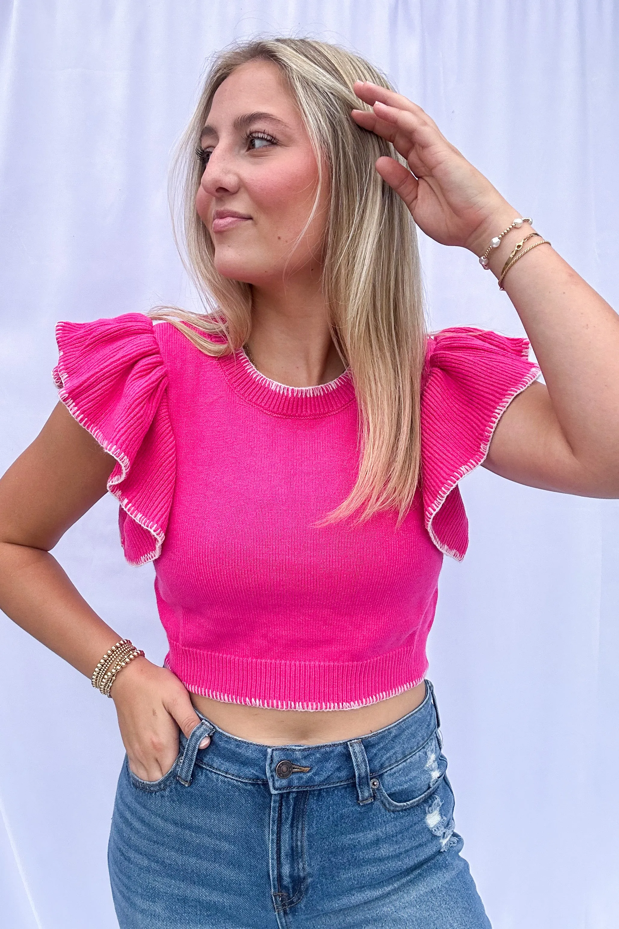 Rudi Ruffle Crop Sweater
