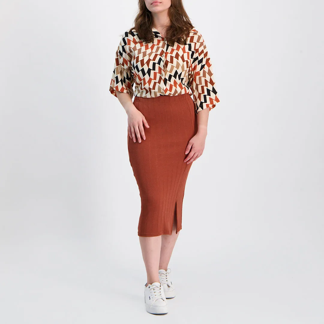 Rust Pencil Skirt