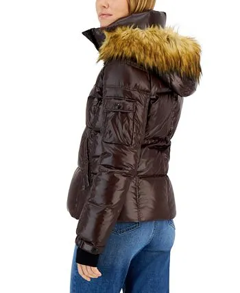 S13 Women's Allie Faux-Fur-Trim Hooded Down Puffer Coat