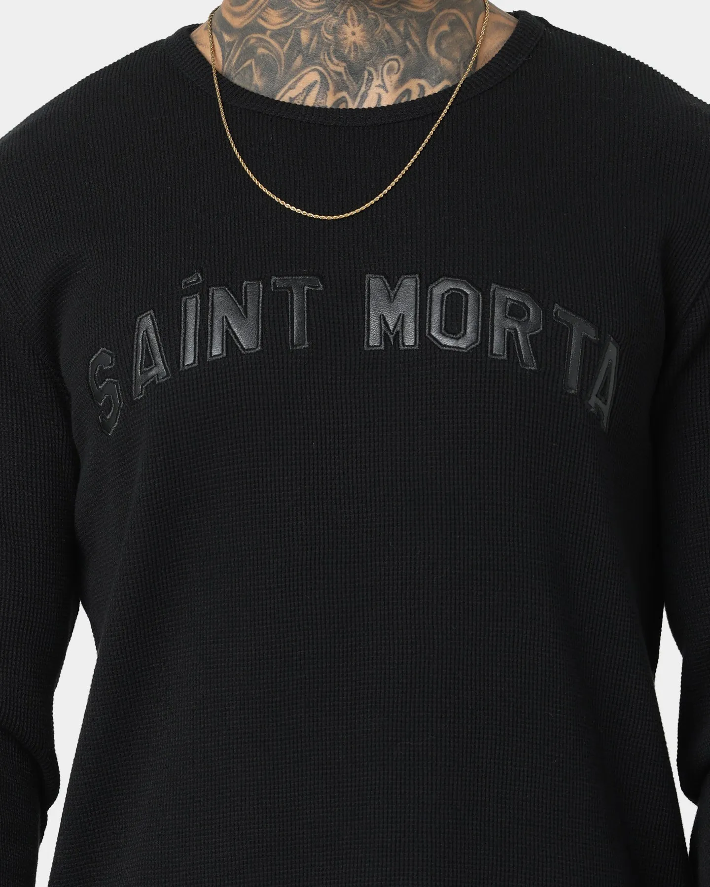 Saint Morta Kingdom Waffle Long Sleeve T-Shirt Black