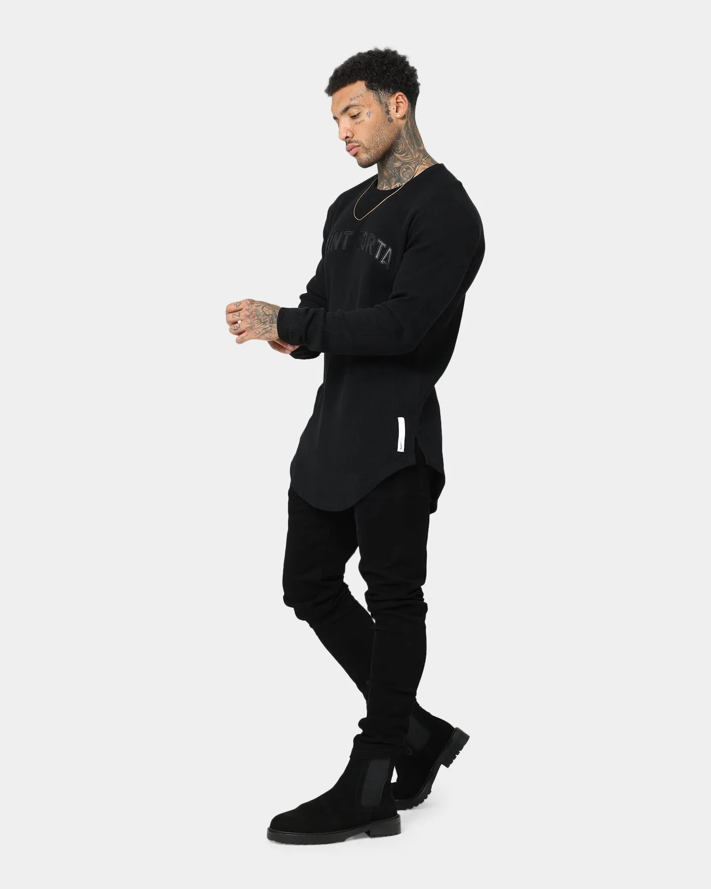 Saint Morta Kingdom Waffle Long Sleeve T-Shirt Black