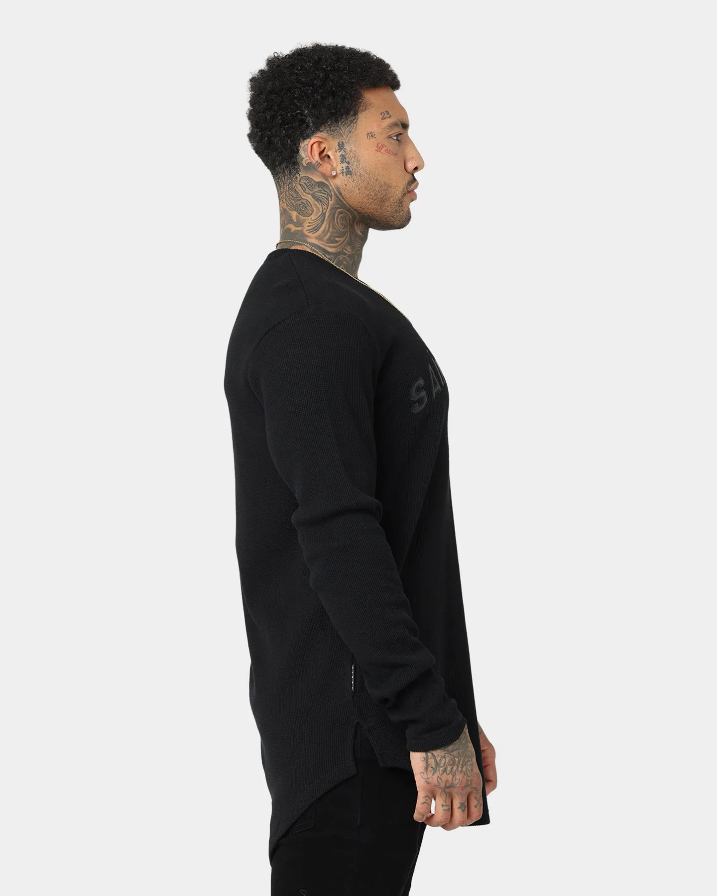 Saint Morta Kingdom Waffle Long Sleeve T-Shirt Black