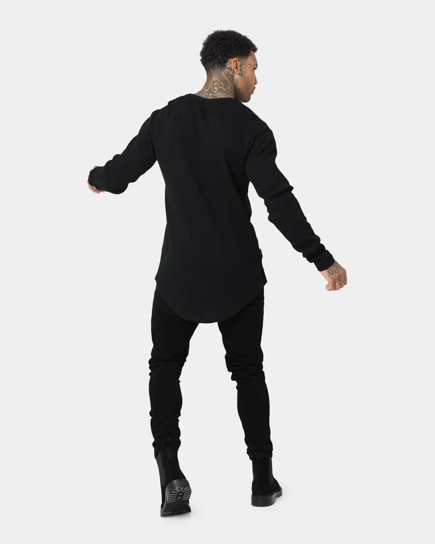 Saint Morta Kingdom Waffle Long Sleeve T-Shirt Black