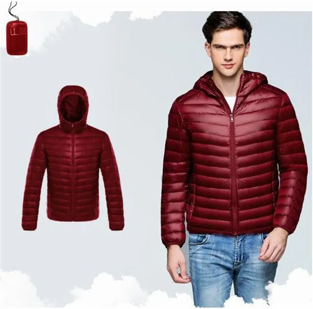 Sidiou Group Men Duck Down Jacket Parka Winter Hooded Down Coat