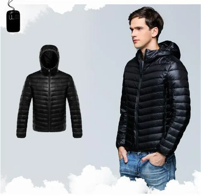 Sidiou Group Men Duck Down Jacket Parka Winter Hooded Down Coat