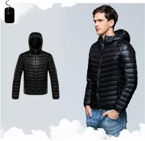 Sidiou Group Men Duck Down Jacket Parka Winter Hooded Down Coat