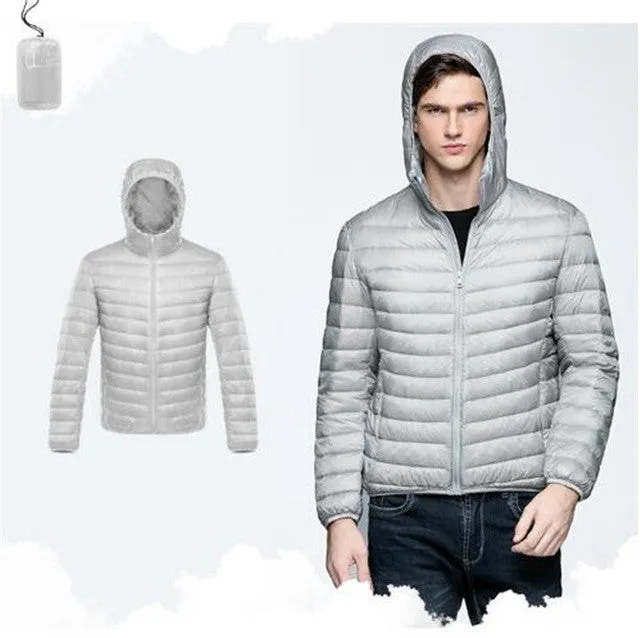 Sidiou Group Men Duck Down Jacket Parka Winter Hooded Down Coat