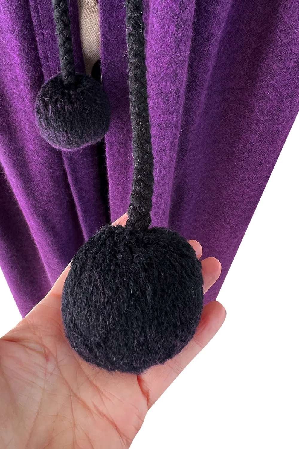 Superb Fall 1977 Yves Saint Laurent Ad Campaign Purple Wool & Mohair Cape w Dramatic Collar
