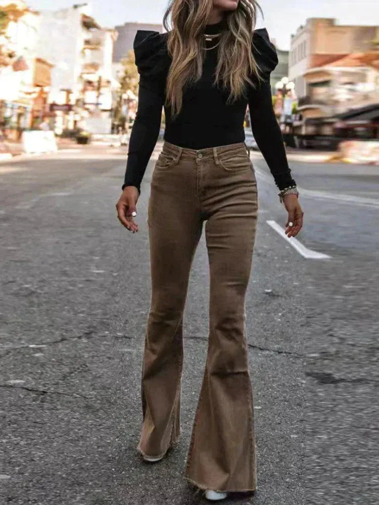 Sylis | Trendy Flared Corduroy Pants