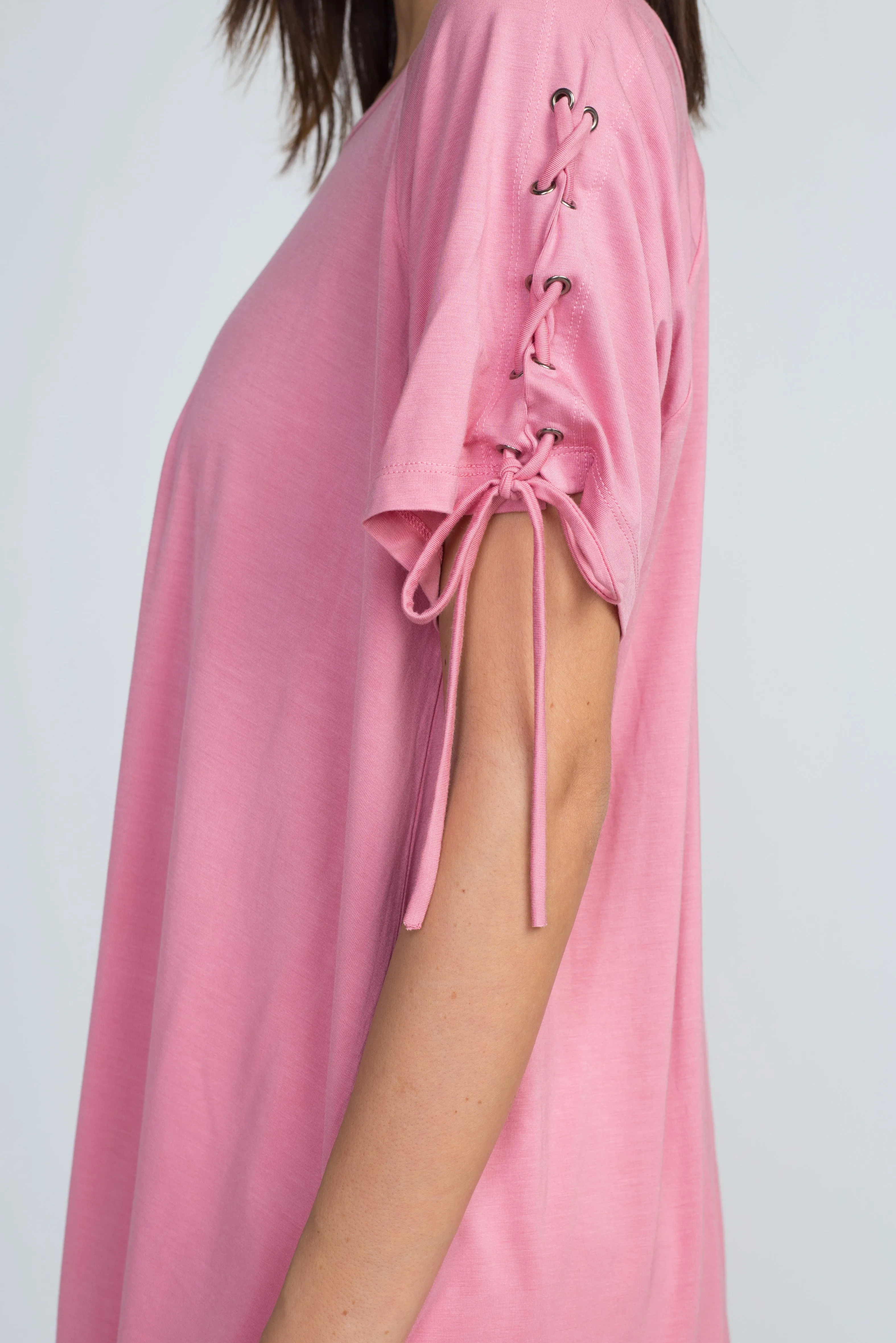 Tracy Lace-Up Short Sleeve Top