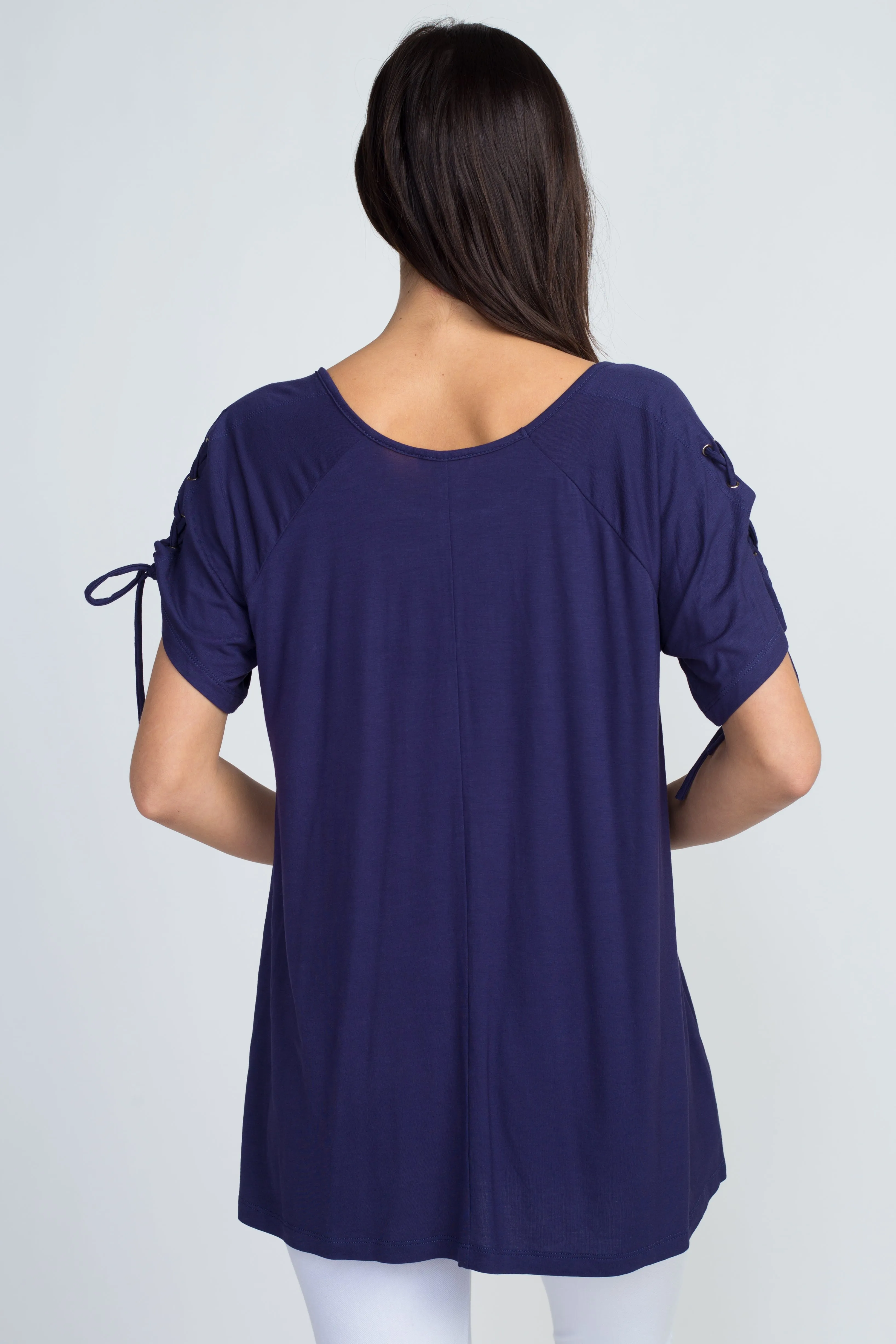 Tracy Lace-Up Short Sleeve Top