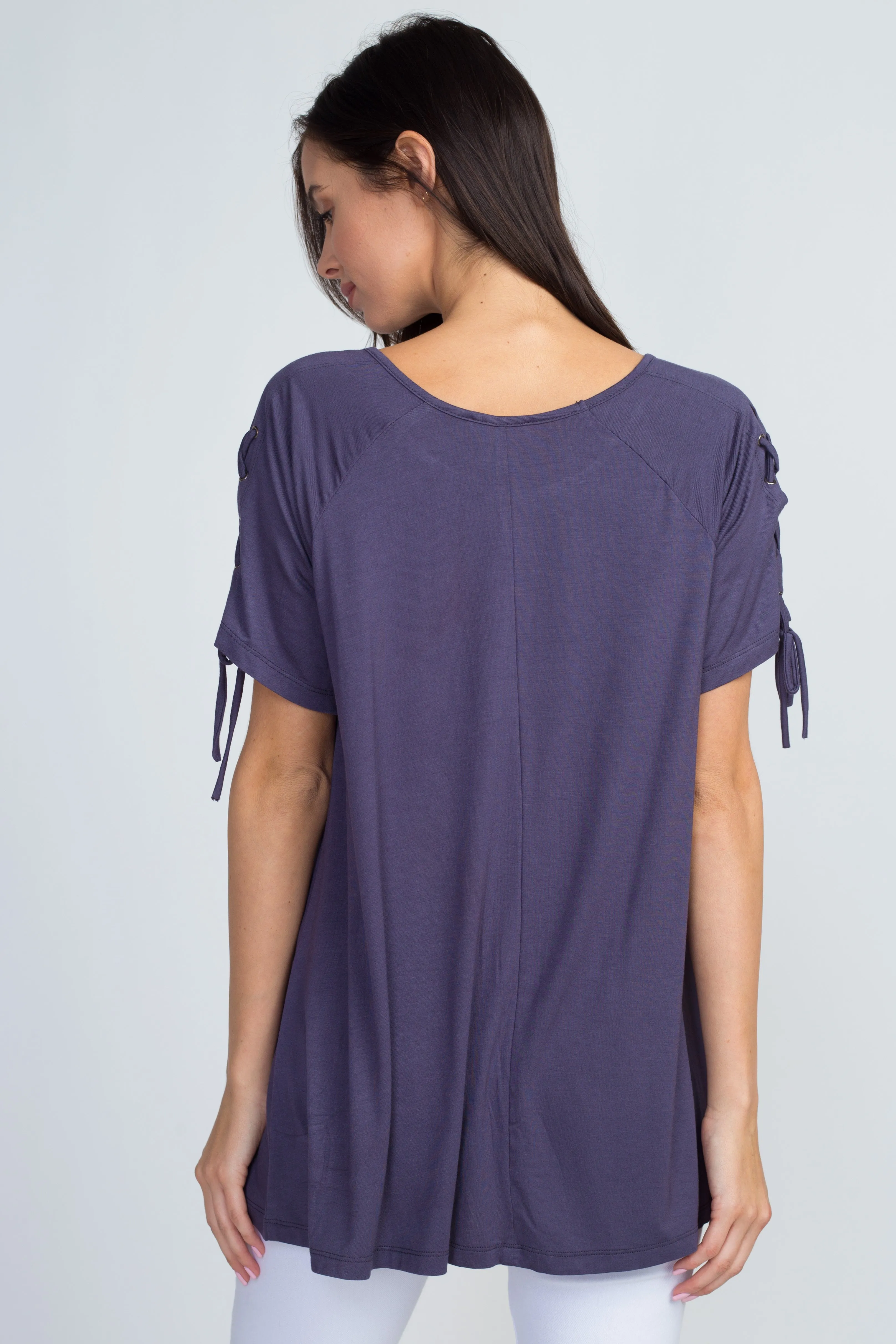 Tracy Lace-Up Short Sleeve Top