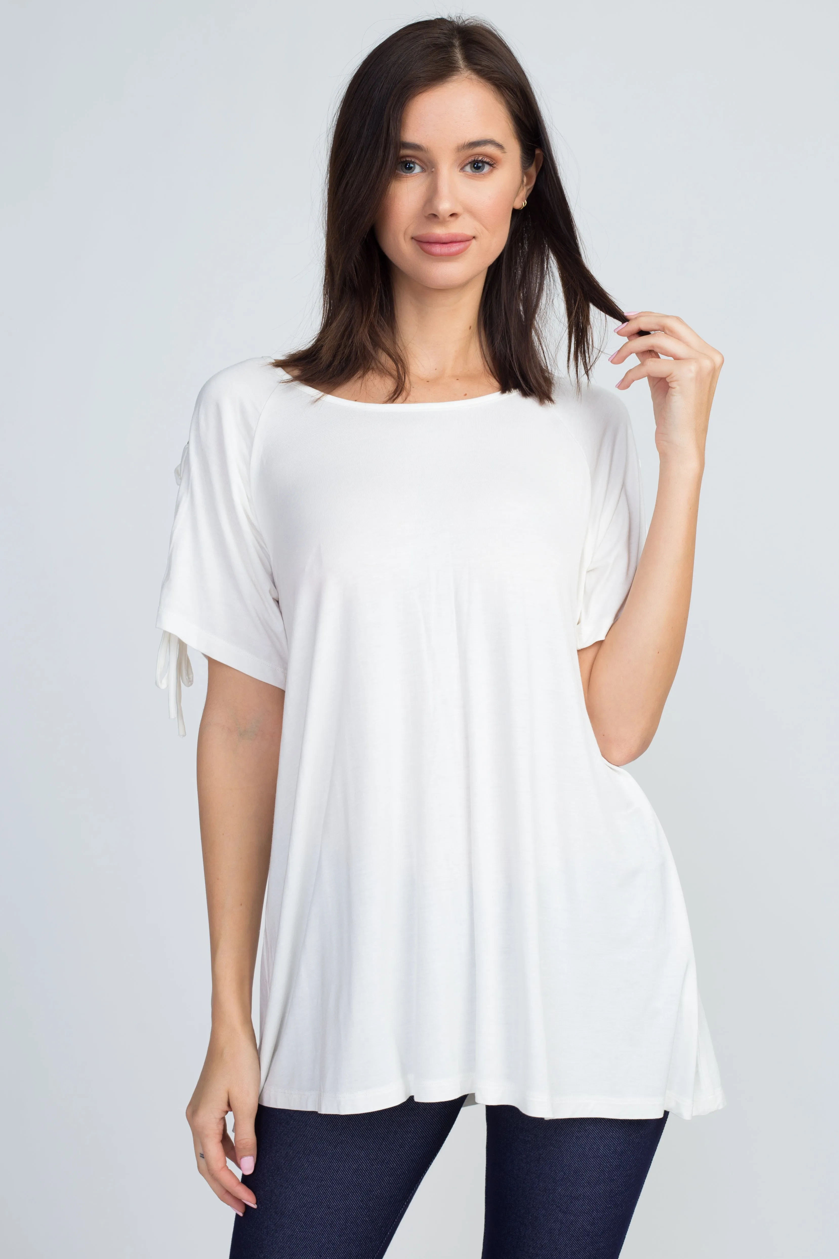 Tracy Lace-Up Short Sleeve Top