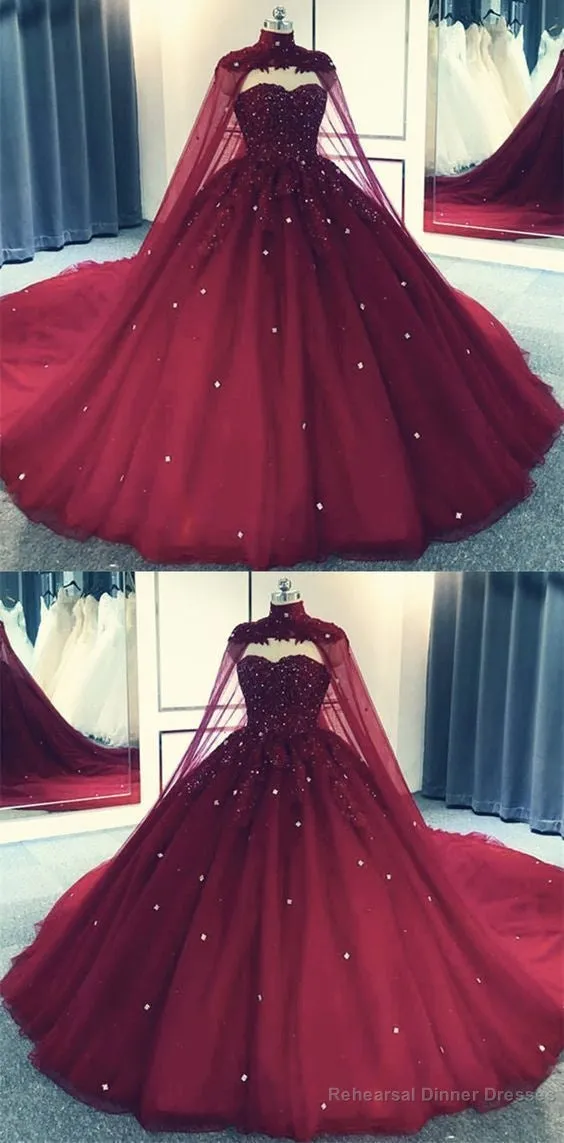 Tulle Ball Gown Prom Dress With Cape