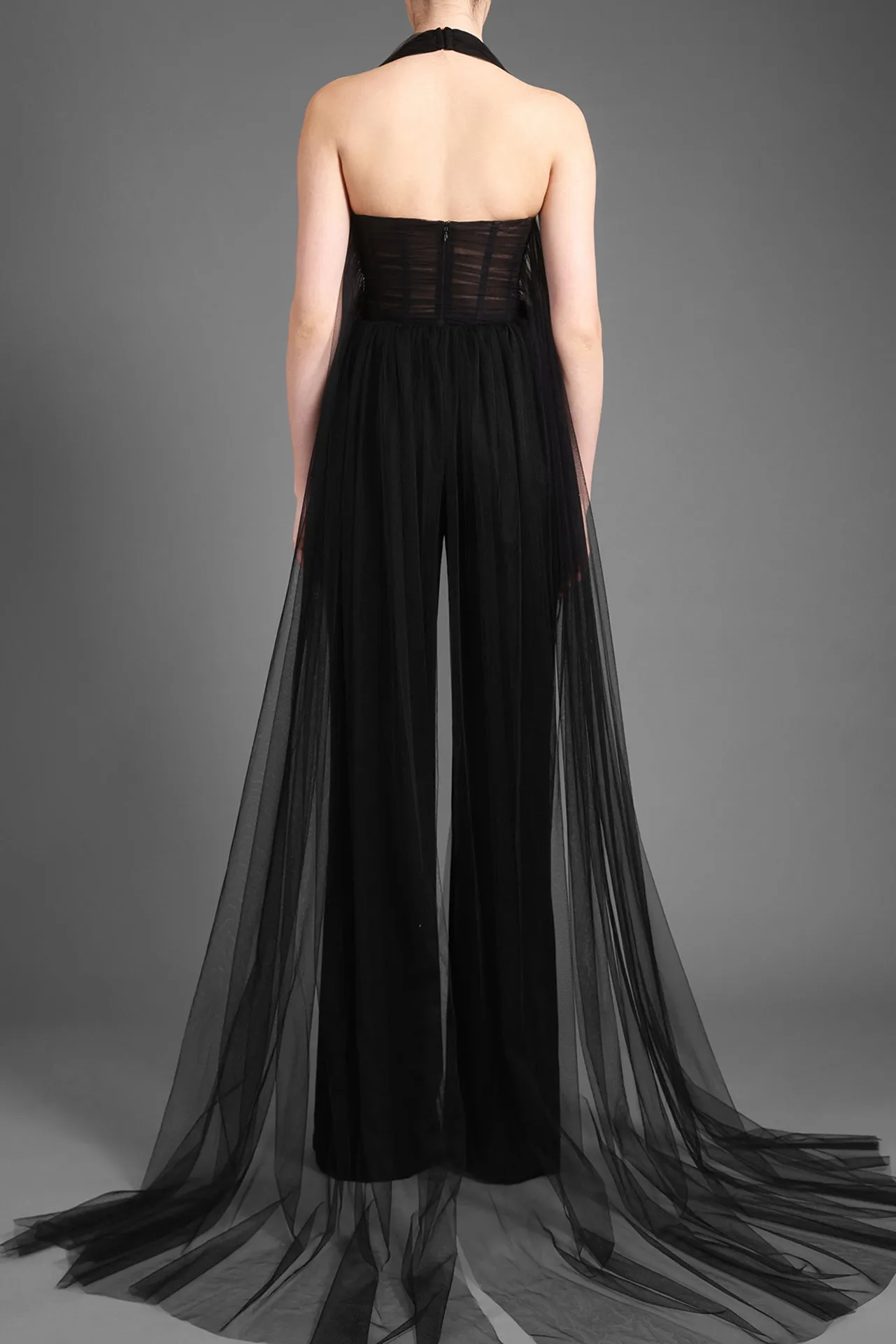 Tulle Jumpsuit With Flared Crepe Pants