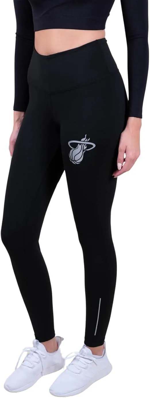 Ultra Game NBA Official Women's Super Soft Lightweight Leggings Fitness Sport Yoga Active Pants, Miami Heat, Black|Miami Heat