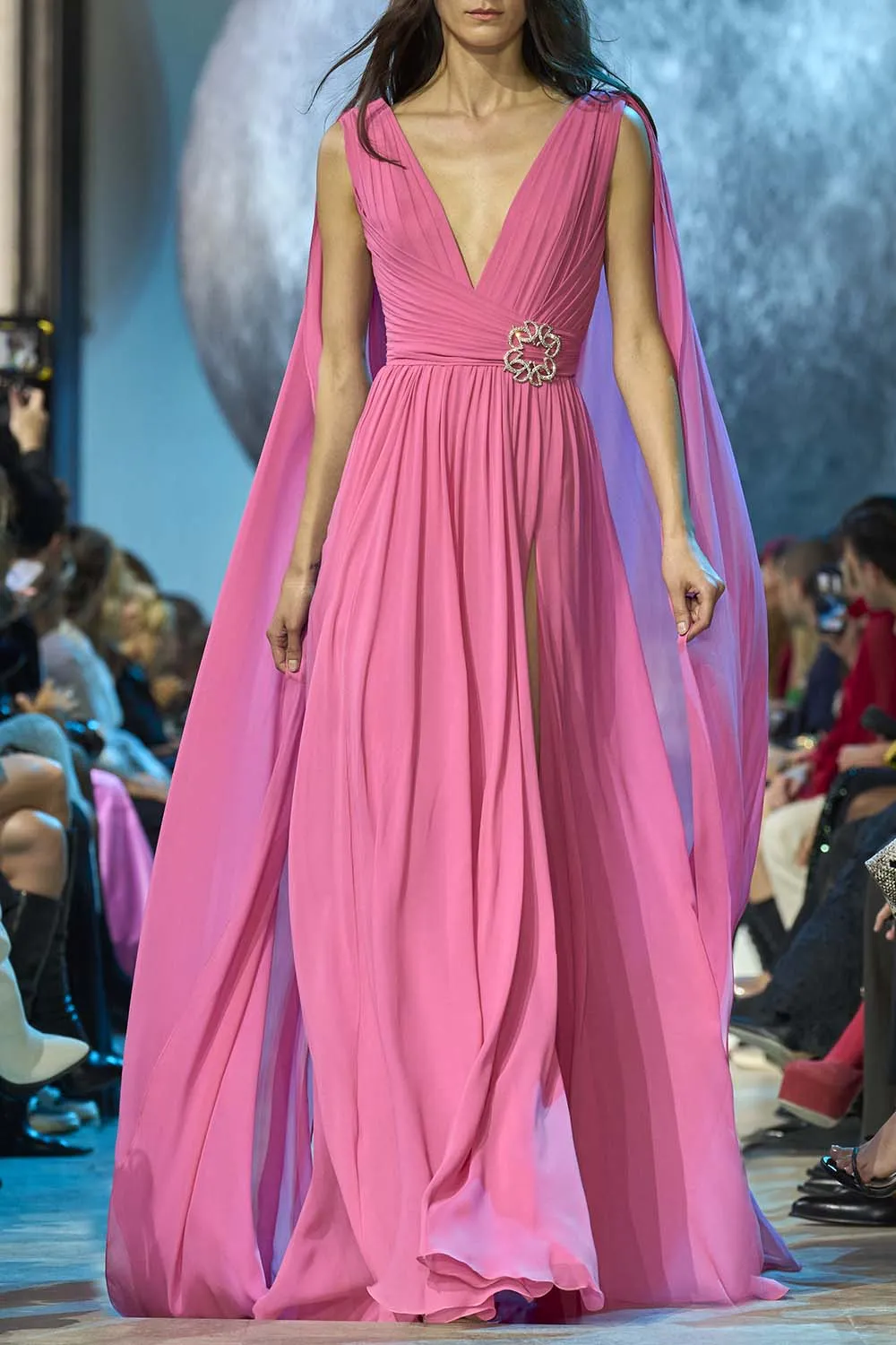 V Neck Cape Gown