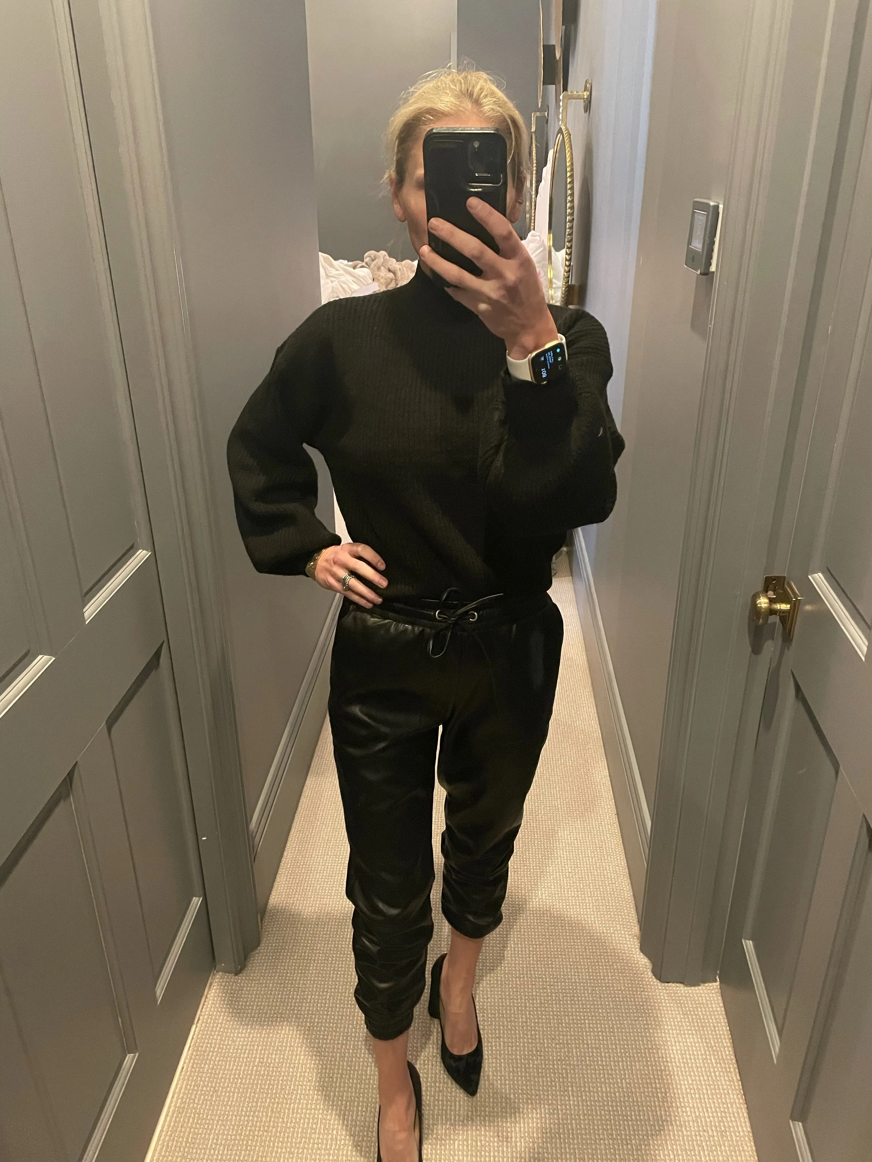 Vegan Leather Black Joggers