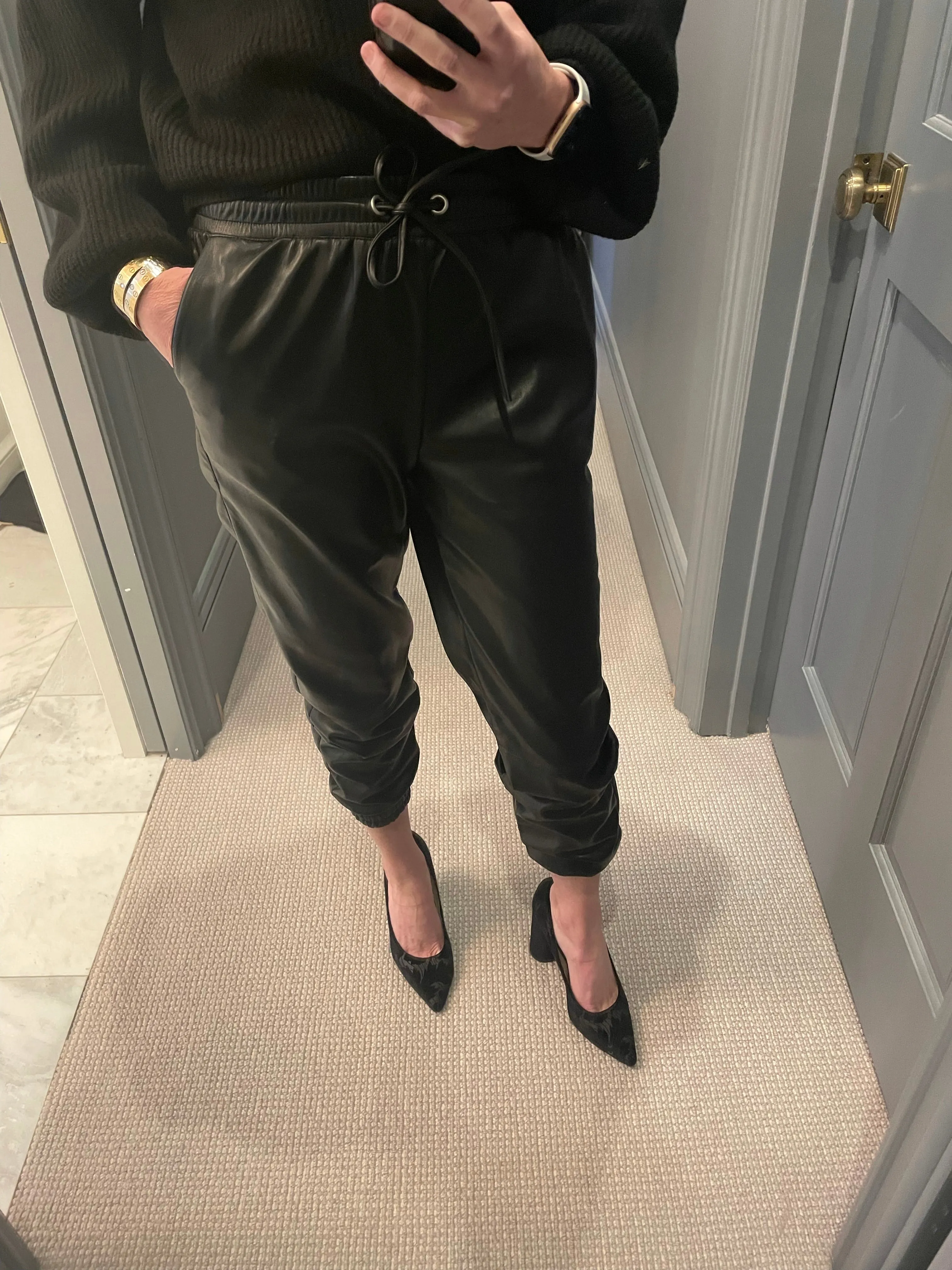 Vegan Leather Black Joggers
