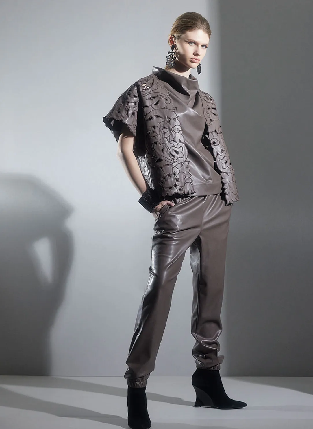 Vegan Luxe Lambskin Taupe Jogger