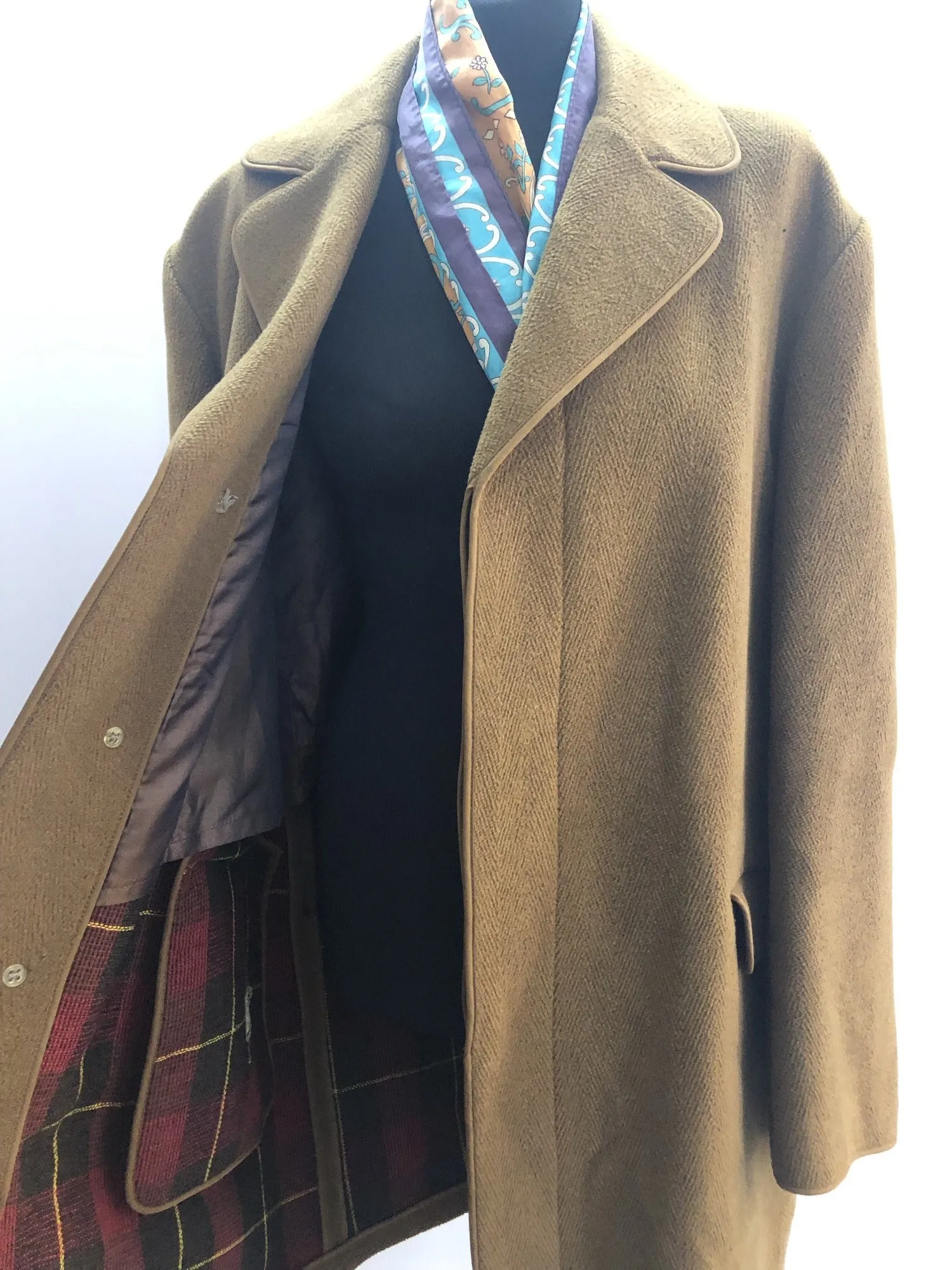 Vintage 1960s Wool Herringbone Coat by Gannex - Size UK 16