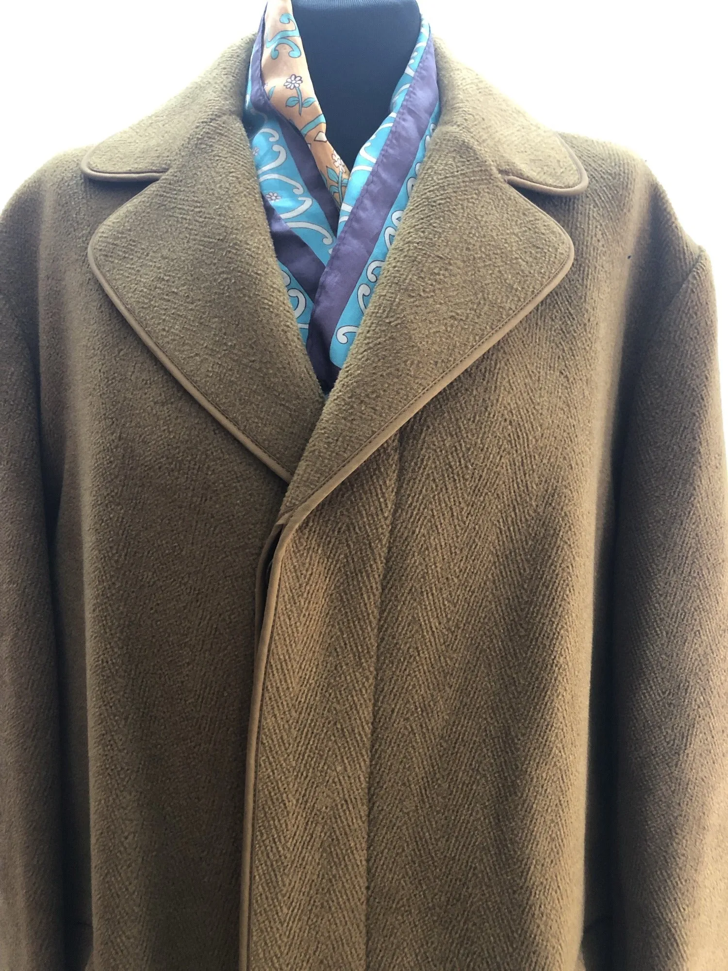 Vintage 1960s Wool Herringbone Coat by Gannex - Size UK 16