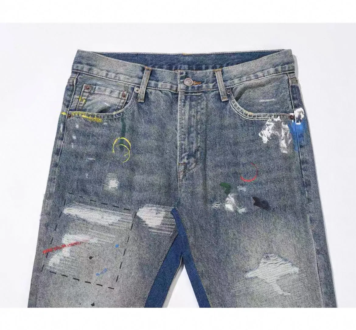 Vintage Patchwork Flared Denim Jeans