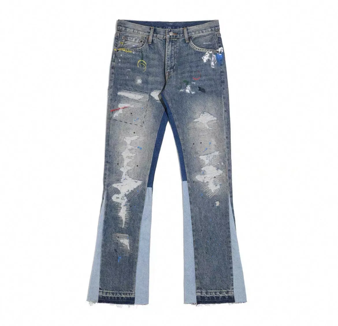 Vintage Patchwork Flared Denim Jeans