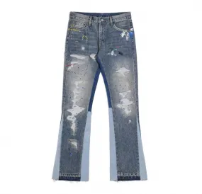 Vintage Patchwork Flared Denim Jeans