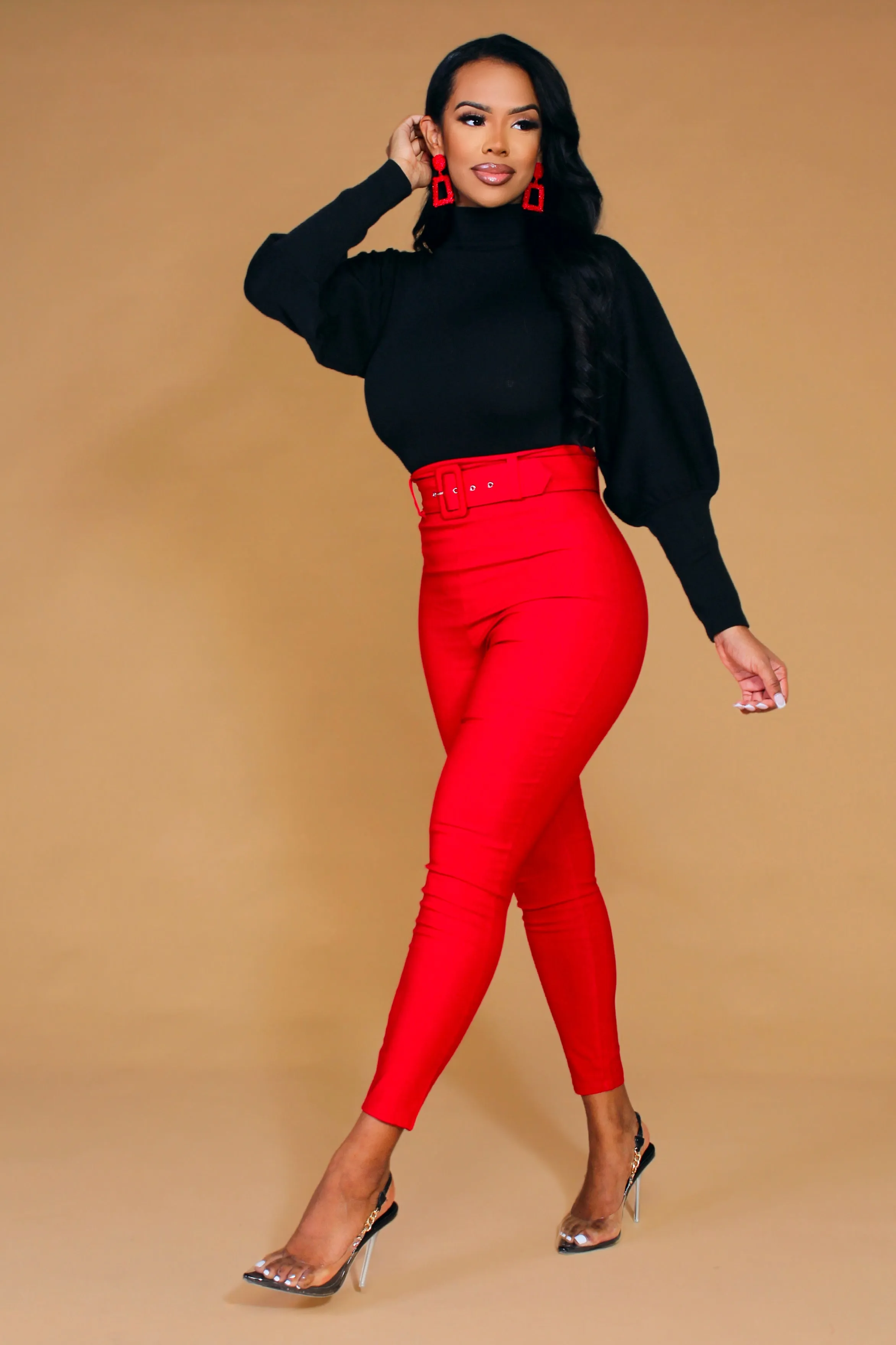 Virginia Puff Long Sleeves Turtle Neck Crop Top