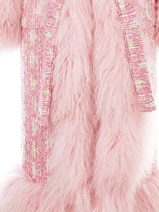Wardrobes By Chen Luxury pink Long Sleeve Tie Fur Autumn winter Coat - Luisa