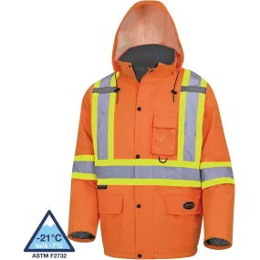 Waterproof Quilted Safety Parka, High Visibility Orange, Large