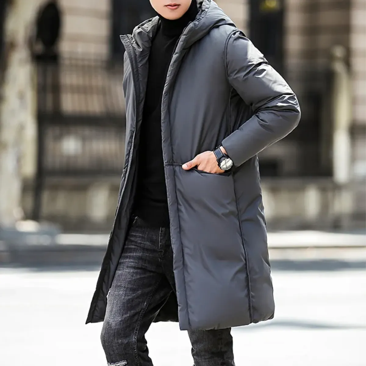 Wintkom - Parka Winterjas Heren – Lang Model met Capuchon en Warme Voering