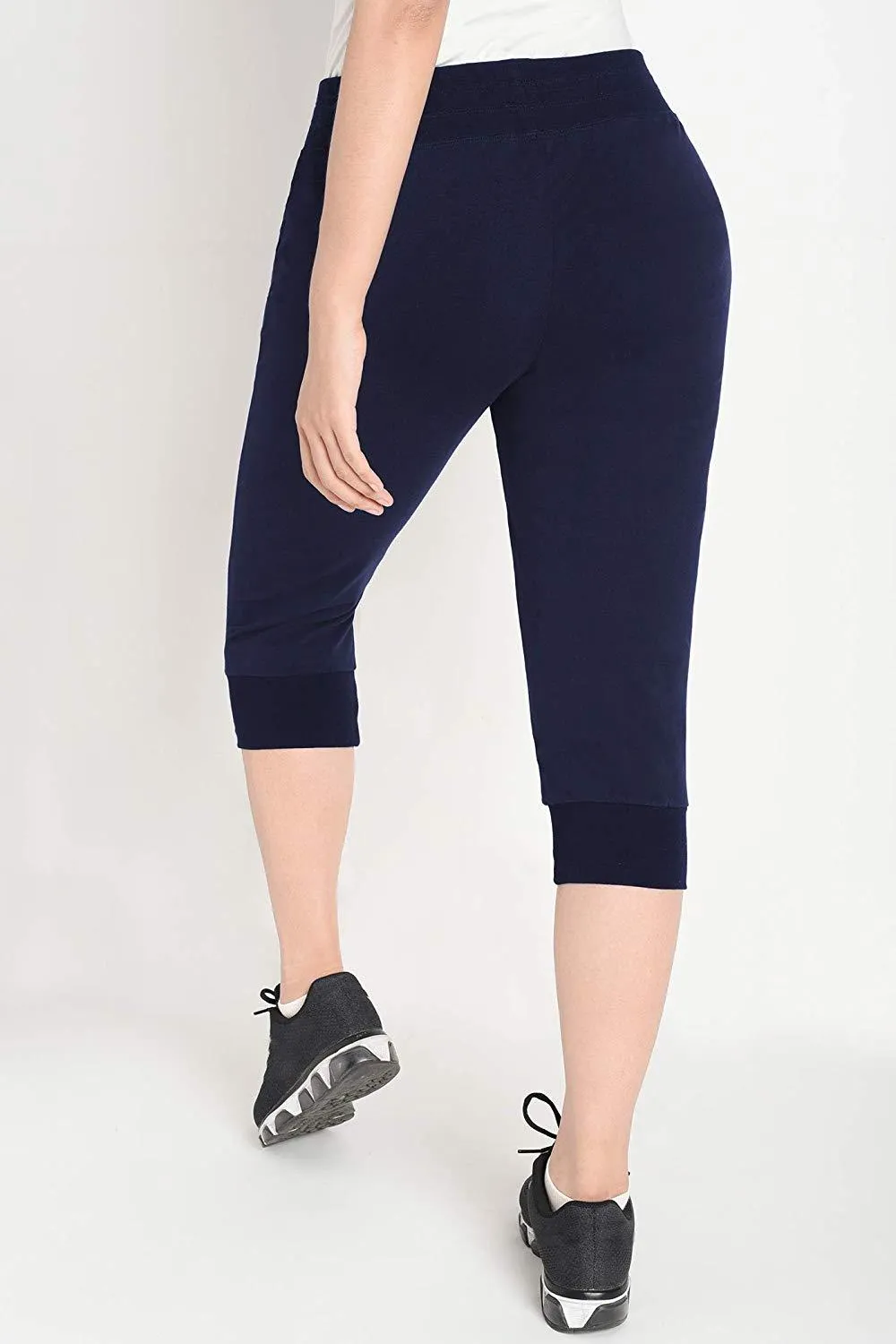 Women's Cotton Sweatpants Jersey Capri Pants with Pockets