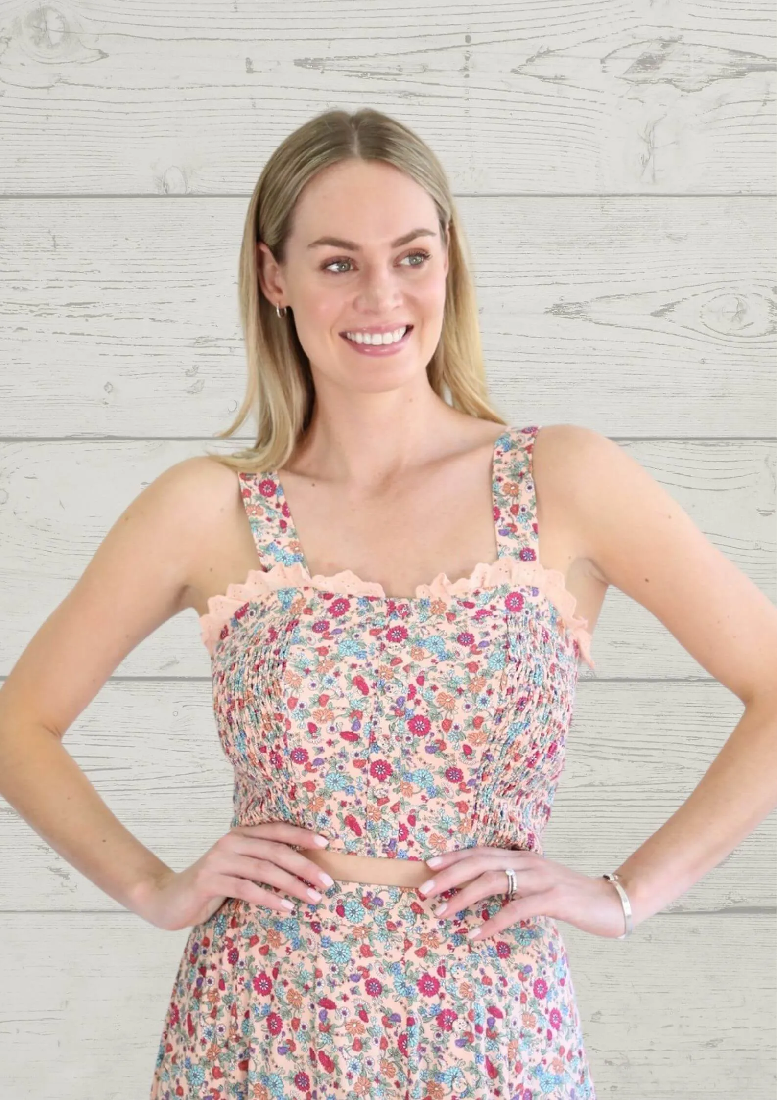 Zede Crop Top in Blush Ditsy Print