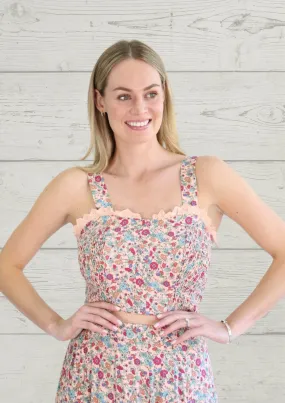 Zede Crop Top in Blush Ditsy Print